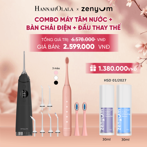  COMBO MÁY TĂM NƯỚC ZENYUM PRO + 6 ĐẦU THAY+ BÀN CHẢI ĐIỆN ZENYUM SONIC 2.0 + 2 ĐẦU THAY ÊM DỊU - A1928 