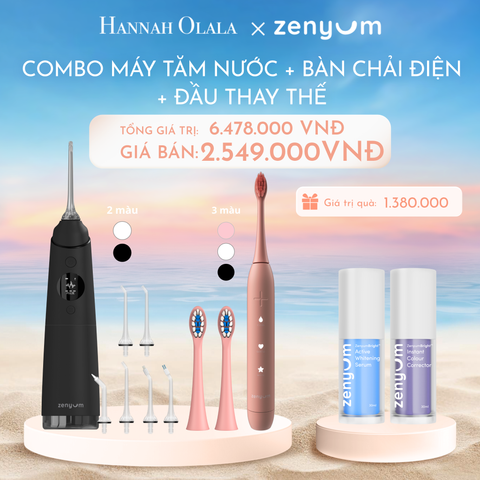  C959_DEAL 3: BỘ MÁY TĂM NƯỚC ZENYUM PRO + 6 ĐẦU THAY THẾ + BÀN CHẢI ĐIỆN ZENYUM SONIC + 2 ĐẦU THAY ÊM DỊU 