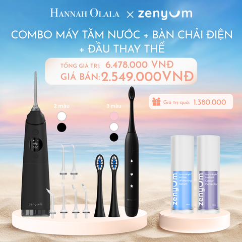  C959_DEAL 3: BỘ MÁY TĂM NƯỚC ZENYUM PRO + 6 ĐẦU THAY THẾ + BÀN CHẢI ĐIỆN ZENYUM SONIC + 2 ĐẦU THAY ÊM DỊU 