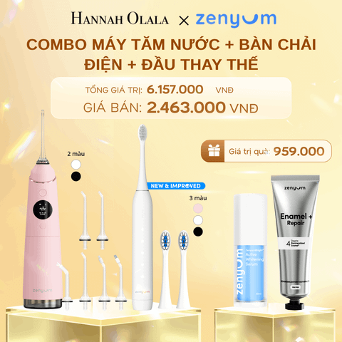  DEAL 3: BỘ MÁY TĂM NƯỚC ZENYUM PRO + 6 ĐẦU THAY+ BÀN CHẢI ĐIỆN ZENYUM SONIC 2.0 + 2 ĐẦU THAY ÊM DỊU 