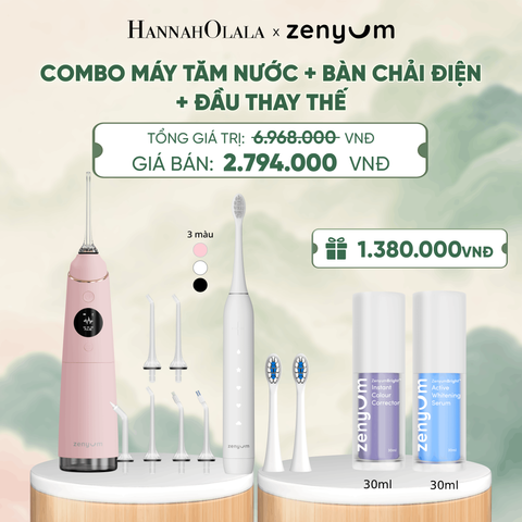  COMBO MÁY TĂM NƯỚC ZENYUM PRO + 6 ĐẦU THAY+ BÀN CHẢI ĐIỆN ZENYUM SONIC 2.0 + 2 ĐẦU THAY ÊM DỊU - A329 