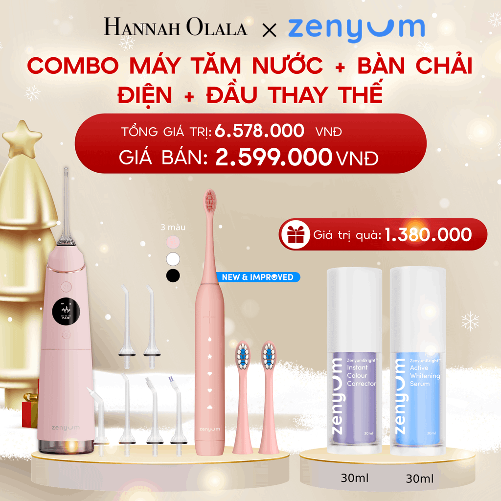  A1253_DEAL 3: BỘ MÁY TĂM NƯỚC ZENYUM PRO + 6 ĐẦU THAY+ BÀN CHẢI ĐIỆN ZENYUM SONIC 2.0 + 2 ĐẦU THAY ÊM DỊU 