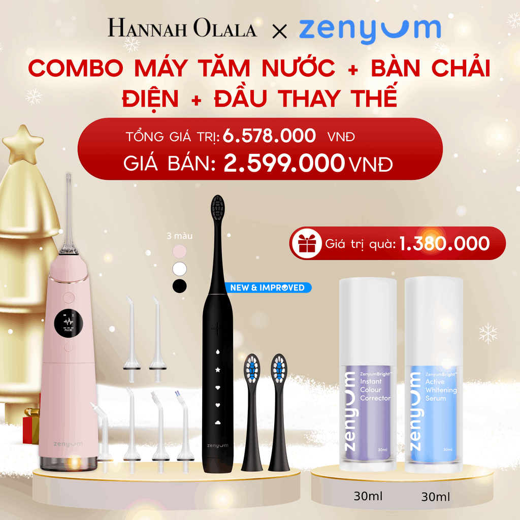  A1253_DEAL 3: BỘ MÁY TĂM NƯỚC ZENYUM PRO + 6 ĐẦU THAY+ BÀN CHẢI ĐIỆN ZENYUM SONIC 2.0 + 2 ĐẦU THAY ÊM DỊU 