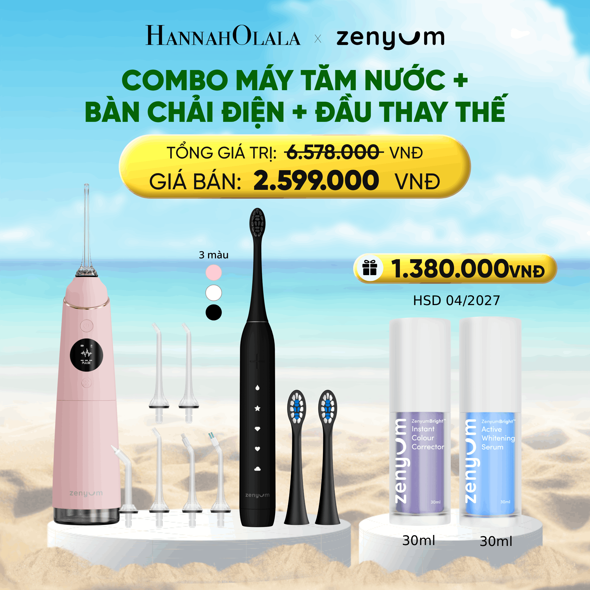 Combo Máy Tăm Nước Zenyum Pro + Bàn Chải Điện Zenyum Sonic 2.0
