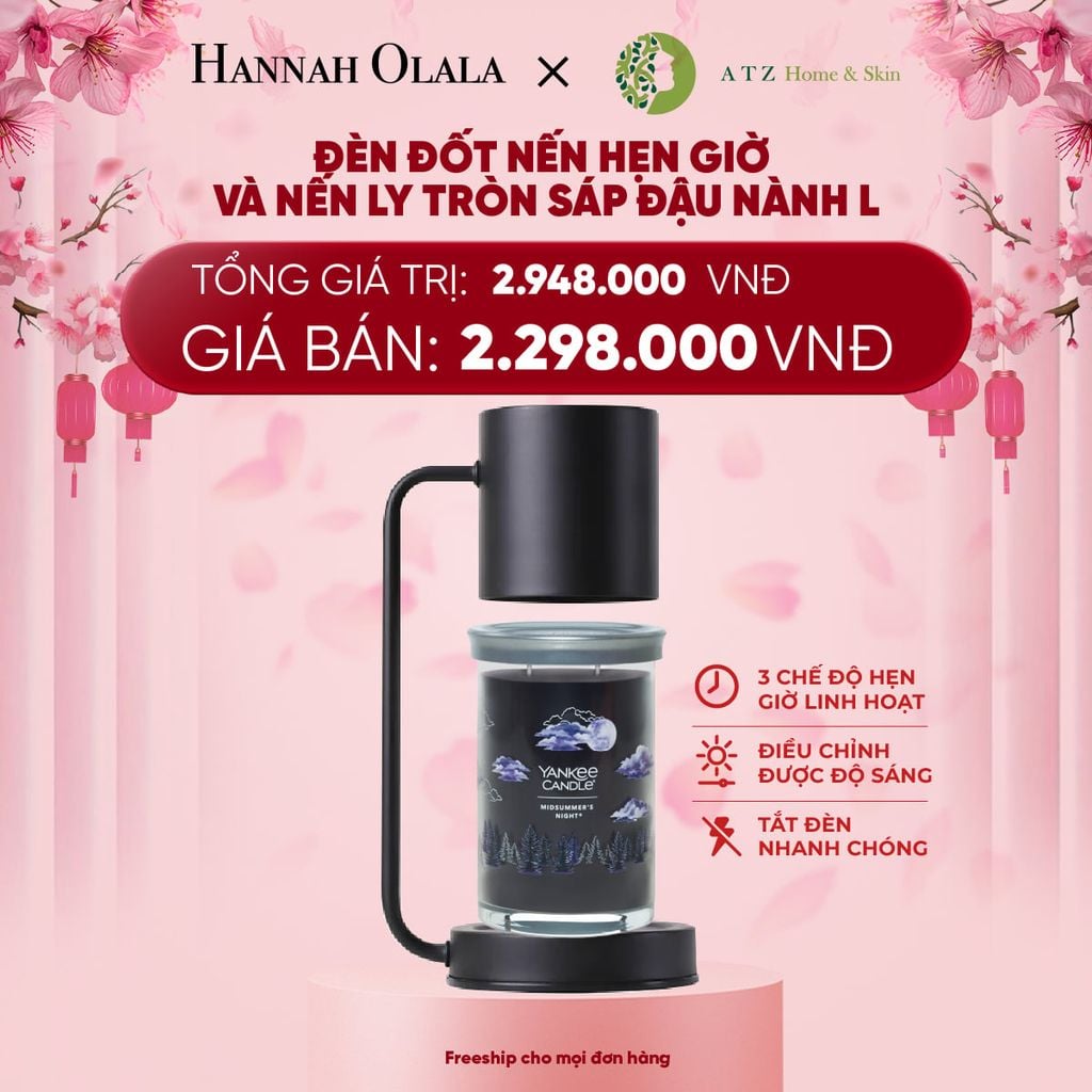  DEAL 4: MUA ĐÈN ĐỐT NẾN HẸN GIỜ 4HOME VÀ NẾN LY TRÒN SÁP ĐẬU NÀNH YANKEE CANDLE SIZE L 