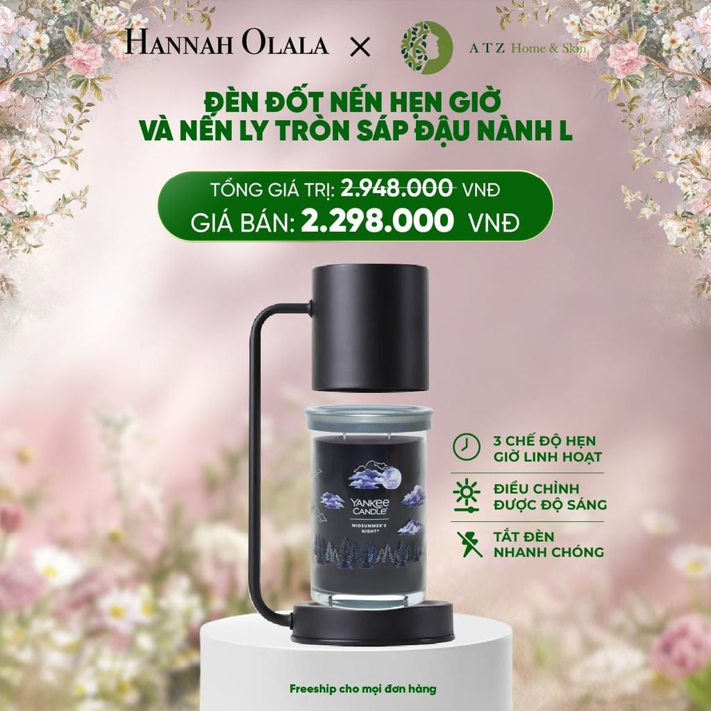  E98_DEAL 4: MUA ĐÈN ĐỐT NẾN HẸN GIỜ 4HOME VÀ NẾN LY TRÒN SÁP ĐẬU NÀNH YANKEE CANDLE SIZE L 