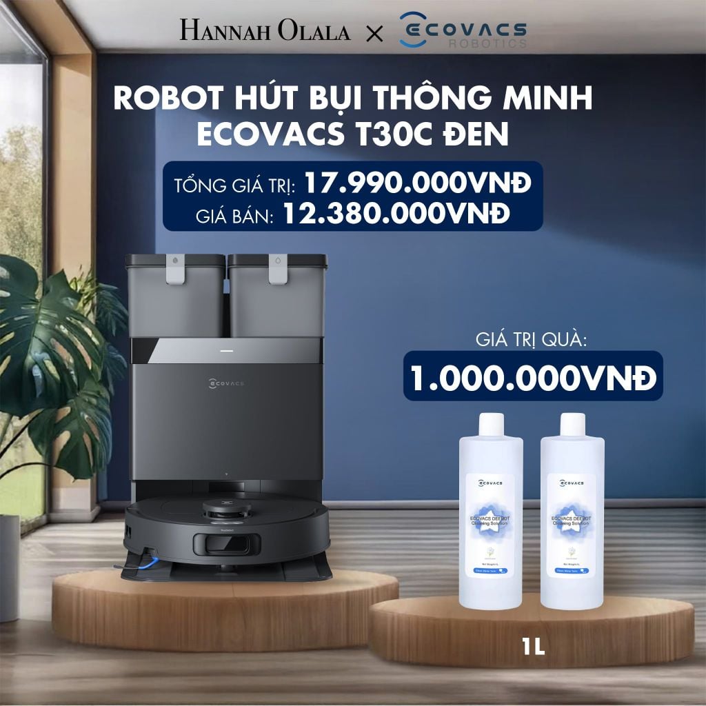  ROBOT HÚT BỤI THÔNG MINH ECOVACS T30C ĐEN - DEAL 4 