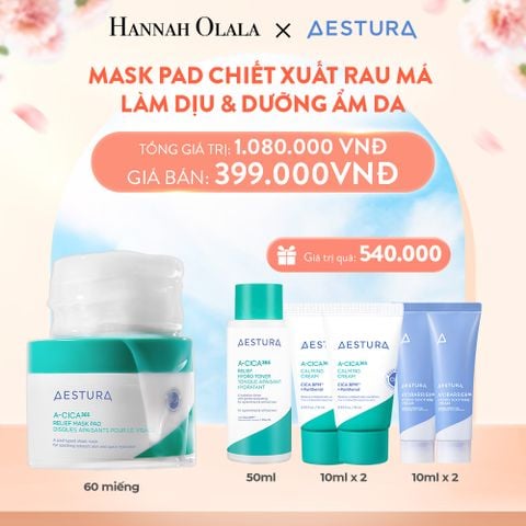  A4_DEAL 4: MASK PAD CHIẾT XUẤT RAU MÁ, LÀM DỊU & DƯỠNG ẨM DA AESTURA A-CICA365 RELIEF MASK PAD 60 MIẾNG 