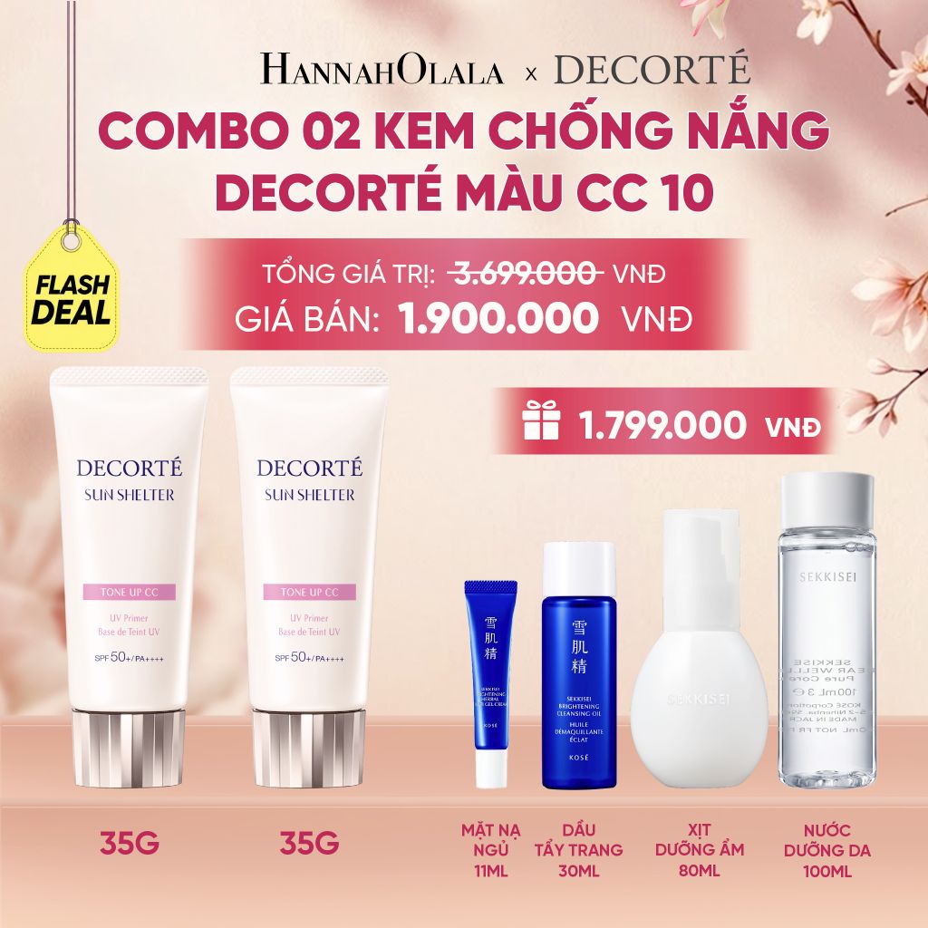  [FLASH DEAL 4]: COMBO 02 KEM CHỐNG NẮNG HIỆU CHỈNH TONE DA DECORTÉ SUN SHELTER - A308 