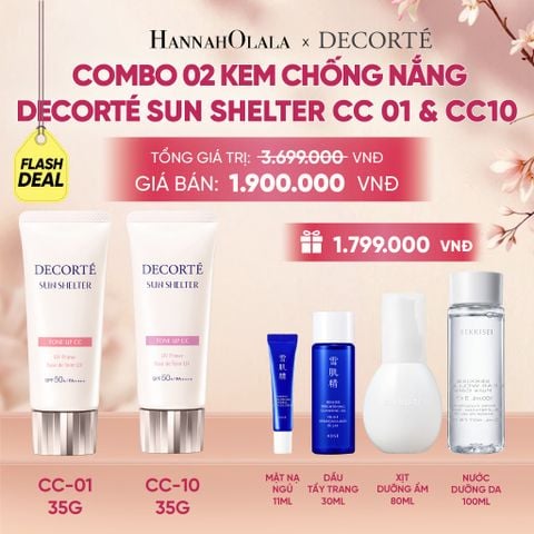  [FLASH DEAL 4]: COMBO 02 KEM CHỐNG NẮNG HIỆU CHỈNH TONE DA DECORTÉ SUN SHELTER - A308 