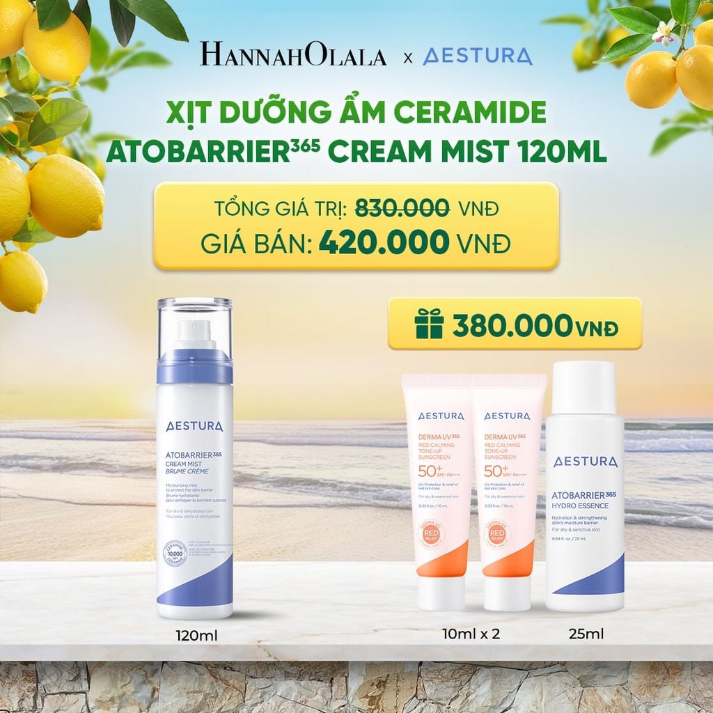  XỊT DƯỠNG ẨM CERAMIDE AESTURA ATOBARRIER365 CREAM MIST 120ML 