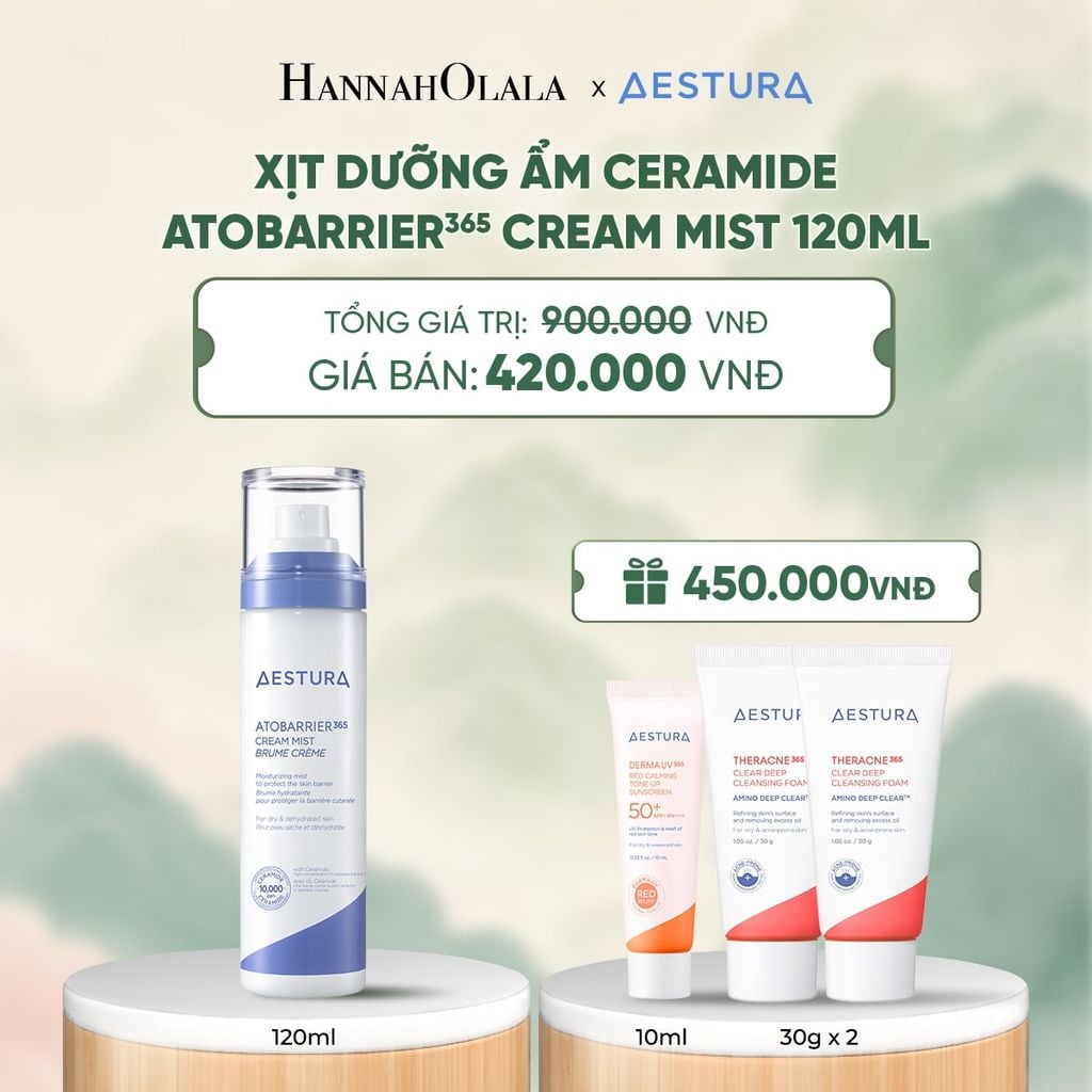 XỊT DƯỠNG ẨM CERAMIDE AESTURA ATOBARRIER365 CREAM MIST 120ML - A2183 