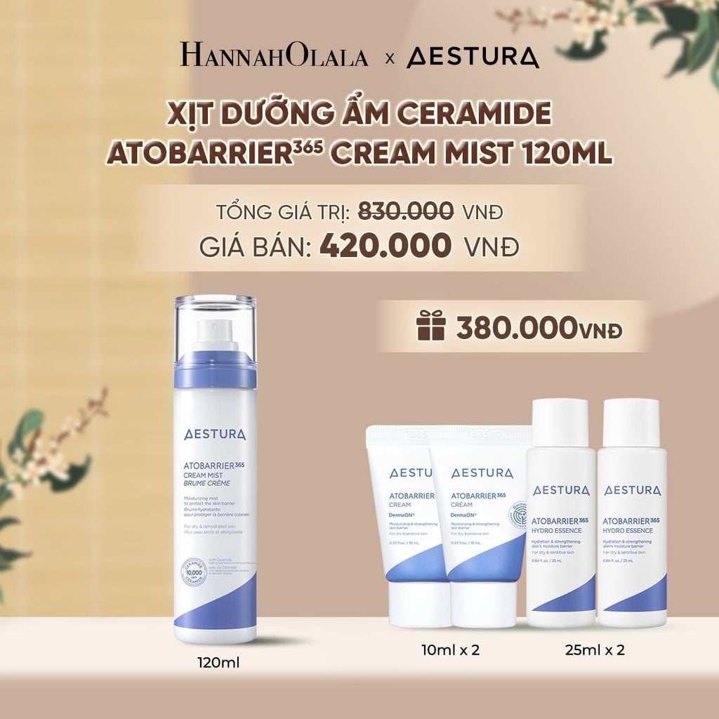  XỊT DƯỠNG ẨM CERAMIDE AESTURA ATOBARRIER365 CREAM MIST 120ML - A495 