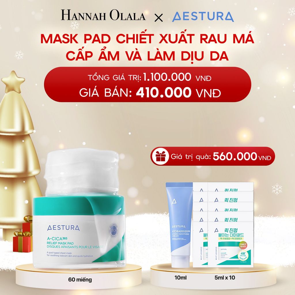  DEAL 4: MASK PAD CHIẾT XUẤT RAU MÁ CẤP ẨM VÀ LÀM DỊU DA AESTURA A-CICA365 RELIEF MASK PAD 60 MIẾNG 