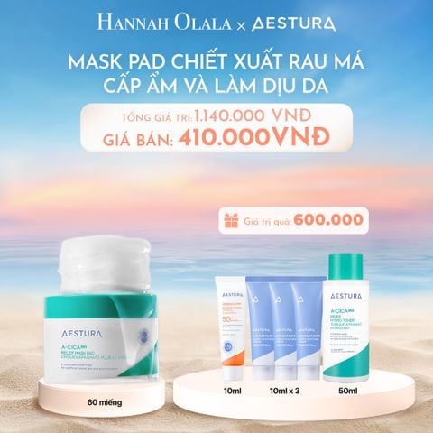  C281_DEAL 4: MASK PAD CHIẾT XUẤT RAU MÁ CẤP ẨM VÀ LÀM DỊU DA AESTURA A-CICA365 RELIEF MASK PAD 60 MIẾNG 