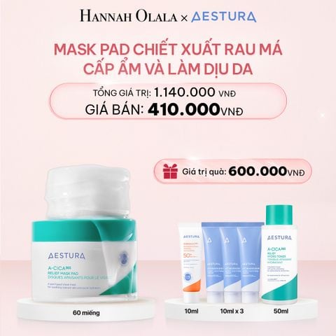  E843_DEAL 4: MASK PAD CHIẾT XUẤT RAU MÁ CẤP ẨM VÀ LÀM DỊU DA AESTURA A-CICA365 RELIEF MASK PAD 60 MIẾNG 