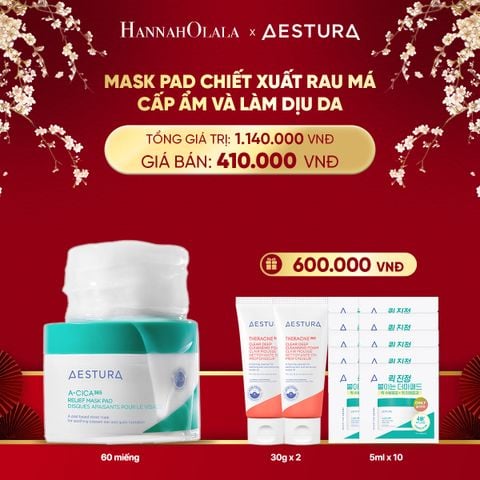  DEAL 3: MASK PAD CHIẾT XUẤT RAU MÁ CẤP ẨM VÀ LÀM DỊU DA AESTURA A-CICA365 RELIEF MASK PAD 60 MIẾNG 