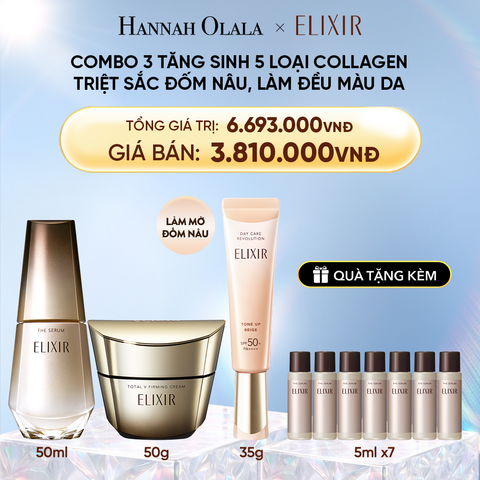  DEAL 44: COMBO SERUM KÍCH HOẠT TRẺ HÓA LÀN DA THE SERUM AA 50ML & KEM DƯỠNG CẢI THIỆN CHẢY XỆ NGĂN NGỪA LÃO HÓA ELIXIR TOTAL V FIRMING CREAM 50G & SỮA DƯỠNG CHỐNG NẮNG NGĂN LÃO HÓA DA VÀ HIỆU CHỈNH SẮC DA ELIXIR DAY CARE REVOLUTION TONE UP BEIGE 35G 