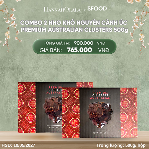  DEAL 4: COMBO 2 NHO KHÔ NGUYÊN CÀNH ÚC PREMIUM AUSTRALIAN CLUSTERS 500g 