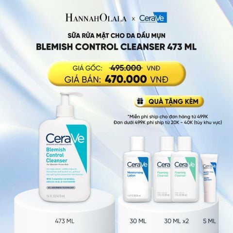  DEAL 3 SỮA RỬA MẶT CHO DA DẦU MỤN CERAVE BLEMISH CONTROL CLEANSER 473ML 