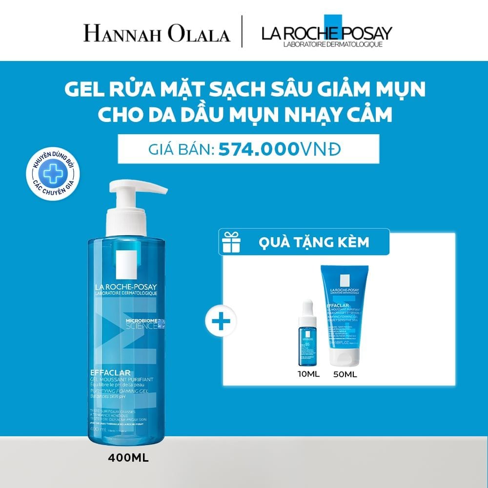  GEL RỬA MẶT SẠCH SÂU GIẢM MỤN CHO DA DẦU MỤN NHẠY CẢM LA ROCHE-POSAY EFFACLAR FOAMING GEL 400ML - A14 