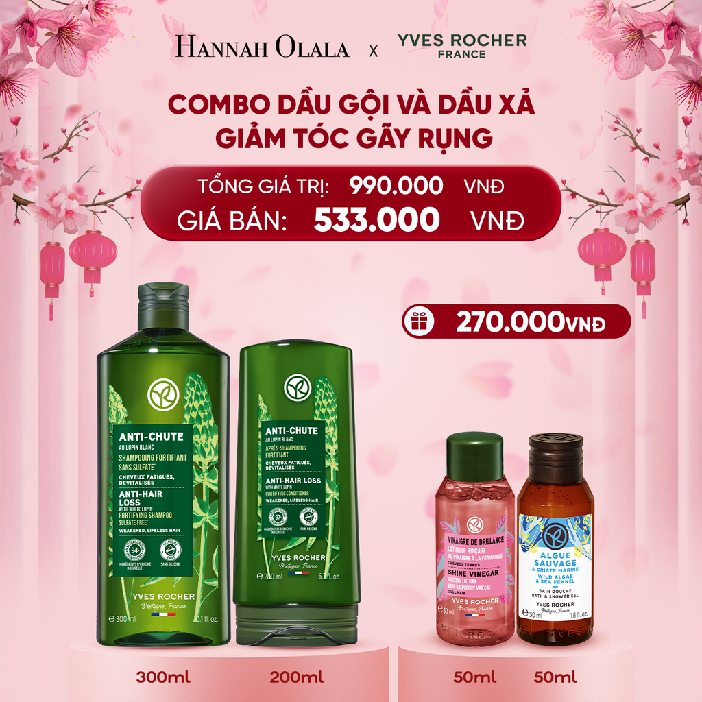  DEAL 4: COMBO DẦU GỘI VÀ DẦU XẢ GIẢM TÓC GÃY RỤNG TẶNG MINI GIẤM XẢ TÓC + SỮA TẮM HƯƠNG BIỂN 