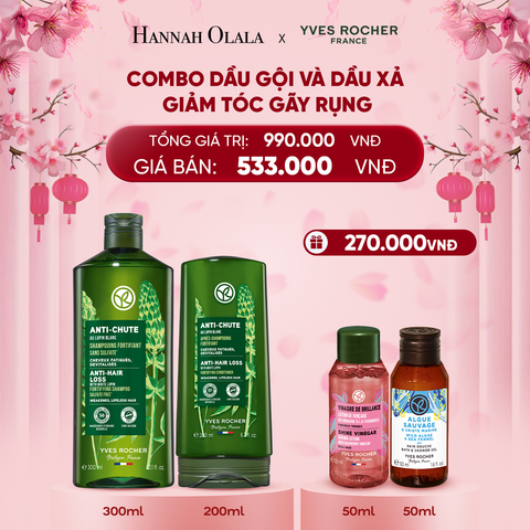  DEAL 4: COMBO DẦU GỘI VÀ DẦU XẢ GIẢM TÓC GÃY RỤNG TẶNG MINI GIẤM XẢ TÓC + SỮA TẮM HƯƠNG BIỂN 