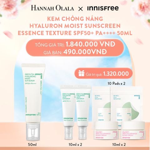 A369_DEAL 4: TINH CHẤT CHỐNG NẮNG DƯỠNG ẨM TRÀ XANH SPF 50+ PA++++ INNISFREE GREEN TEA HYALURONIC MOIST SUN SERUM 50ML 