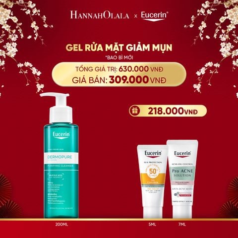  DEAL 04: GEL RỬA MẶT CHO DA NHỜN MỤN EUCERIN DERMOPURE CLINICAL PURIFYING CLEANSER 200ML 