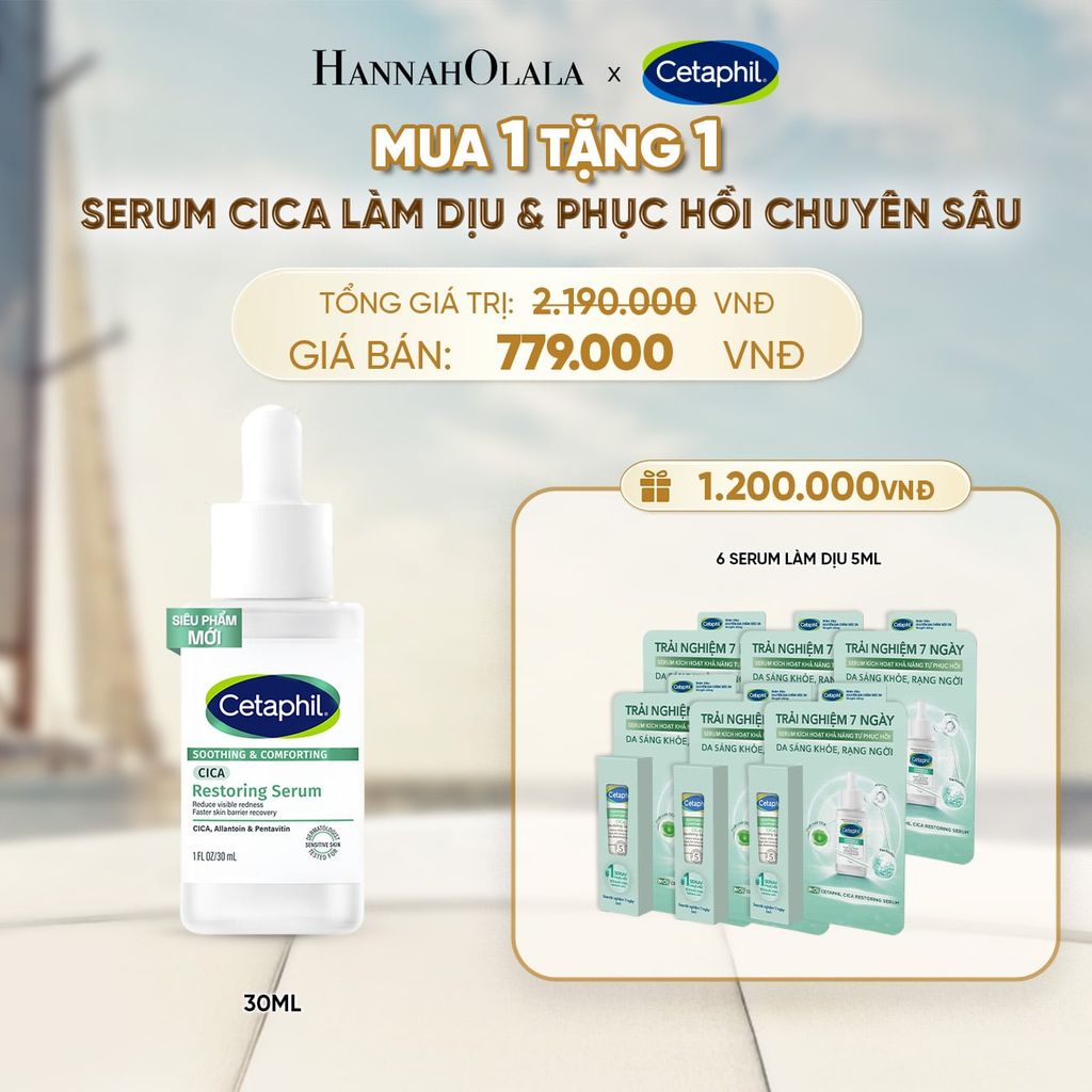  TINH CHẤT LÀM DỊU VÀ PHỤC HỒI CHUYÊN SÂU CETAPHIL SOOTHING AND COMFORTING CICA RESTORING SERUM 30ML DEAL 4: 