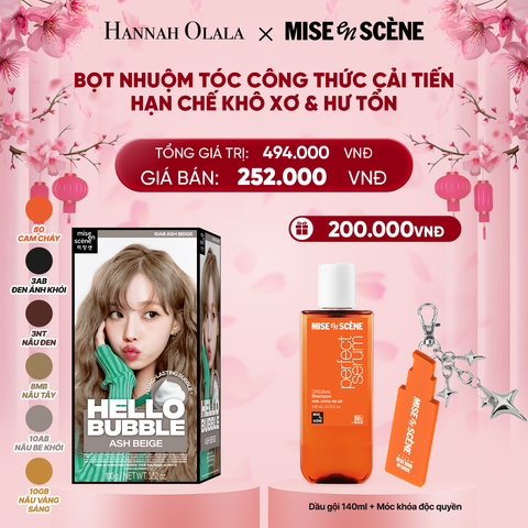  DEAL 4: NHUỘM TÓC TẠI NHÀ MISE EN SCÈNE HELLO BUBBLE 100G DẠNG BỌT KEM, CÔNG THỨC CẢI TIẾN MỚI HẠN CHẾ KHÔ XƠ VÀ HƯ TỔN 