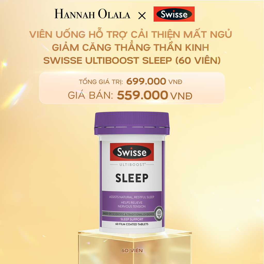  DEAL 4: VIÊN UỐNG HỖ TRỢ CẢI THIỆN MẤT NGỦ GIẢM CĂNG THẲNG THẦN KINH SWISSE ULTIBOOST SLEEP (60 VIÊN) 