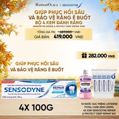  BỘ 4 KEM ĐÁNH RĂNG SENSODYNE REPAIR & PROTECT DEEP REPAIR 100G GIÚP PHỤC HỒI SÂU VÀ BẢO VỆ RĂNG Ê BUỐT - E1868 