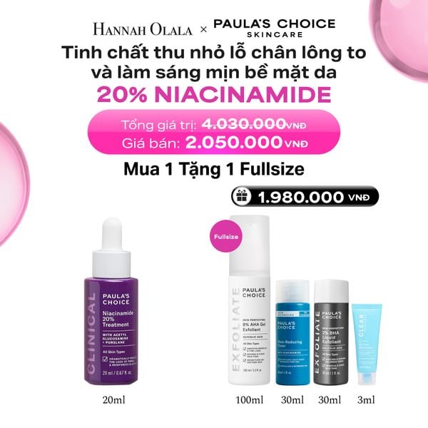  TINH CHẤT SE KHÍT LỖ CHÂN LÔNG VÀ LÀM MỜ THÂM MỤN NIACINAMIDE 20% 20ML - DEAL 4 - B16 