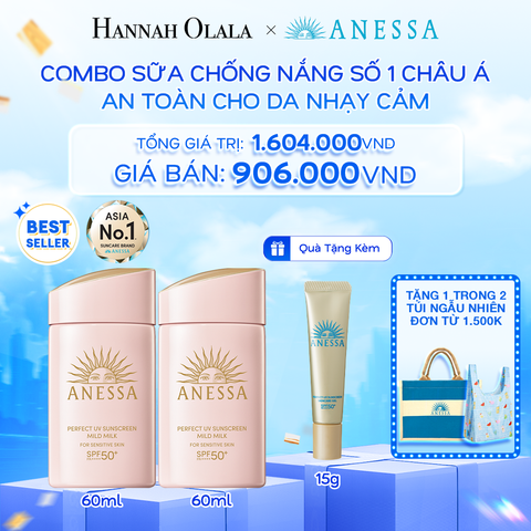  A19: DEAL 4: COMBO SỮA CHỐNG NẮNG DƯỠNG DA DỊU NHẸ AN TOÀN CHO DA NHẠY CẢM VÀ TRẺ EM ANESSA MILD MILK SPF50+ PA++++ 60MLX2 