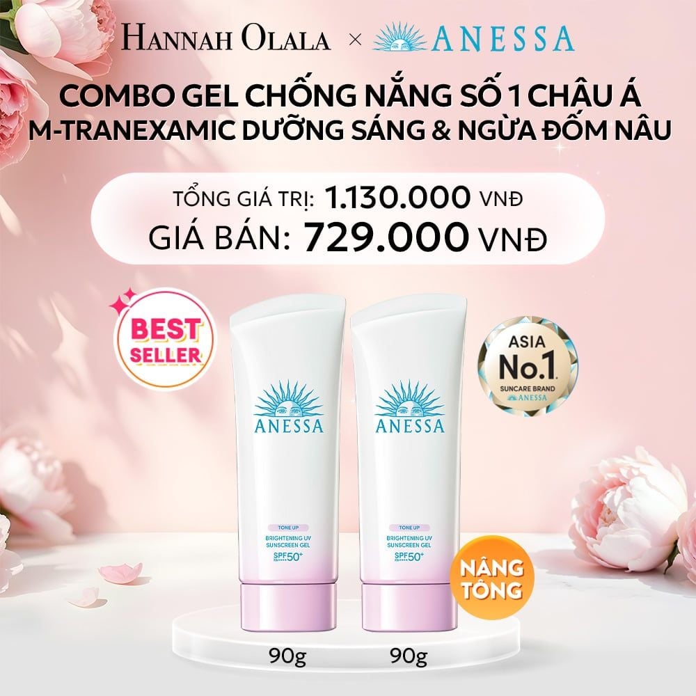  E377: DEAL 4: (1.10 - 4.10) COMBO GEL CHỐNG NẮNG DƯỠNG SÁNG NÂNG TÔNG & HIỆU CHỈNH SẮC TÍM ANESSA BRIGHTENING GEL SPF50+ PA++++ 90GX2 