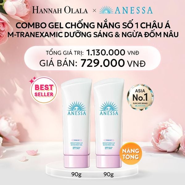  E377: DEAL 4: (1.10 - 4.10) COMBO GEL CHỐNG NẮNG DƯỠNG SÁNG NÂNG TÔNG & HIỆU CHỈNH SẮC TÍM ANESSA BRIGHTENING GEL SPF50+ PA++++ 90GX2 