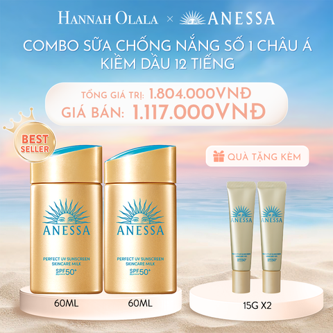  C377_DEAL 4: COMBO SỮA CHỐNG NẮNG DƯỠNG DA KIỀM DẦU BẢO VỆ HOÀN HẢO ANESSA GOLD MILK SPF50+ PA++++ 60MLX2 