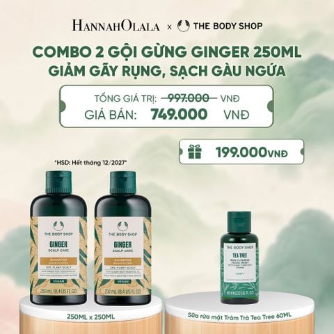  COMBO CHĂM TÓC DÀY PHỒNG, GIẢM GÃY RỤNG, SẠCH GÀU NGỨA GINGER 250ML - 2X DẦU GỘI - A510 