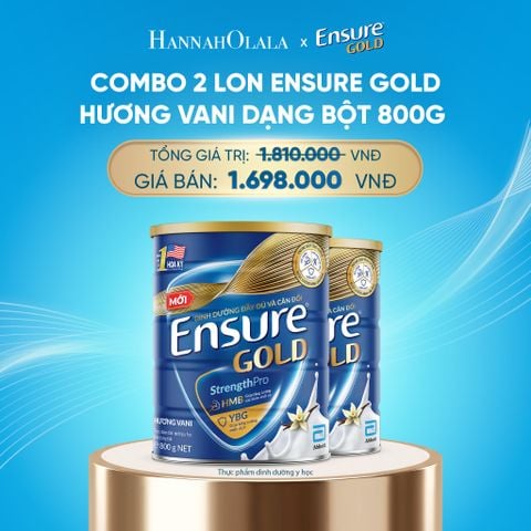  DEAL4: COMBO 2 LON ENSURE GOLD HƯƠNG VANI DẠNG BỘT 800G 