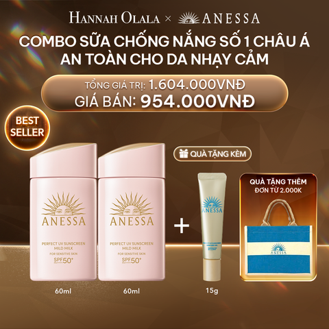  DEAL 4: COMBO SỮA CHỐNG NẮNG DƯỠNG DA DỊU NHẸ AN TOÀN CHO DA NHẠY CẢM VÀ TRẺ EM ANESSA MILD MILK SPF50+ PA++++ 60MLX2 