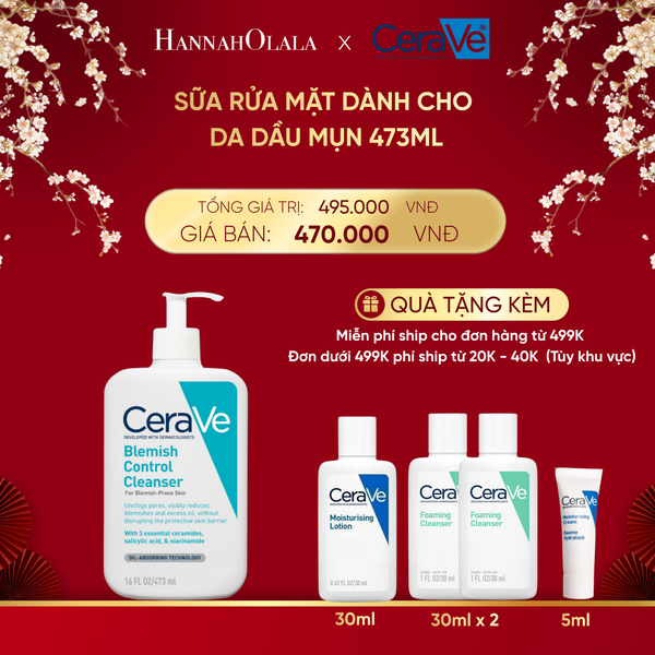 DEAL 3 SỮA RỬA MẶT CHO DA DẦU MỤN CERAVE BLEMISH CONTROL CLEANSER 473ML 