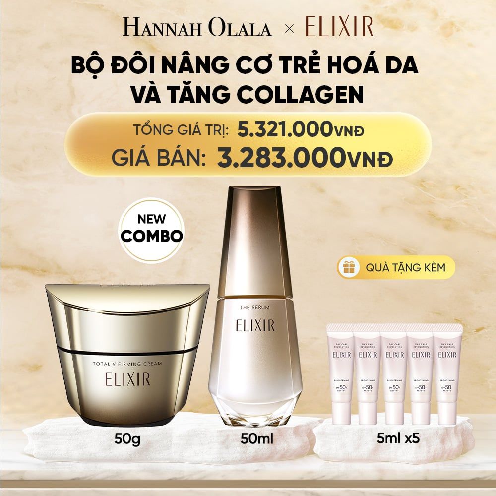  COMBO SERUM KÍCH HOẠT TRẺ HÓA LÀN DA EIS THE SERUM AA 50ML & KEM DƯỠNG CẢI THIỆN CHẢY XỆ NGĂN NGỪA LÃO HÓA ELIXIR TOTAL V FIRMING CREAM 50G - DEAL 4 