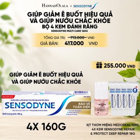  BỘ 4 KEM ĐÁNH RĂNG SENSODYNE MULTI CARE 160G GIÚP GIẢM Ê BUỐT HIỆU QUẢ VÀ GIÚP NƯỚU CHẮC KHỎE 