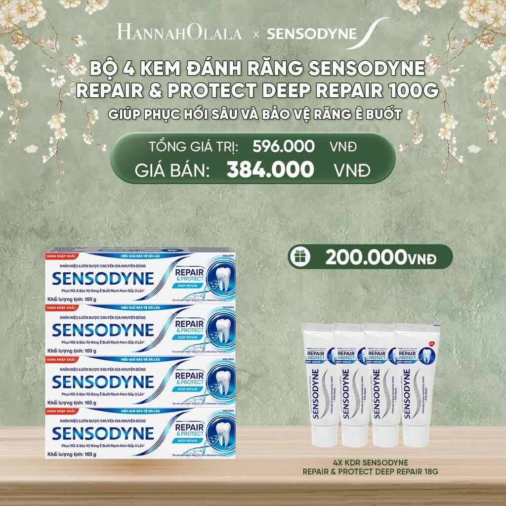  DEAL 4: BỘ 4 KEM ĐÁNH RĂNG SENSODYNE REPAIR & PROTECT DEEP REPAIR 100G GIÚP PHỤC HỒI SÂU VÀ BẢO VỆ RĂNG Ê BUỐT 