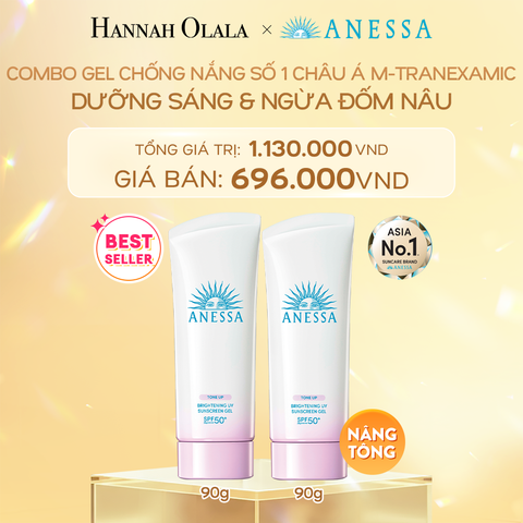  DEAL 4: COMBO GEL CHỐNG NẮNG DƯỠNG SÁNG NÂNG TÔNG & HIỆU CHỈNH SẮC TÍM ANESSA BRIGHTENING GEL SPF50+ PA++++ 90GX2 