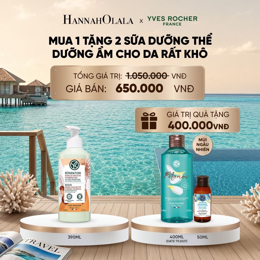  MUA 1 TẶNG 2 SỮA DƯỠNG THỂ DƯỠNG ẨM CHO DA RẤT KHÔ TẶNG SỮA TẮM HƯƠNG HOA SỨ TIARÉ MONOI + MINI SỮA TẮM HƯƠNG BIỂN_ D545 