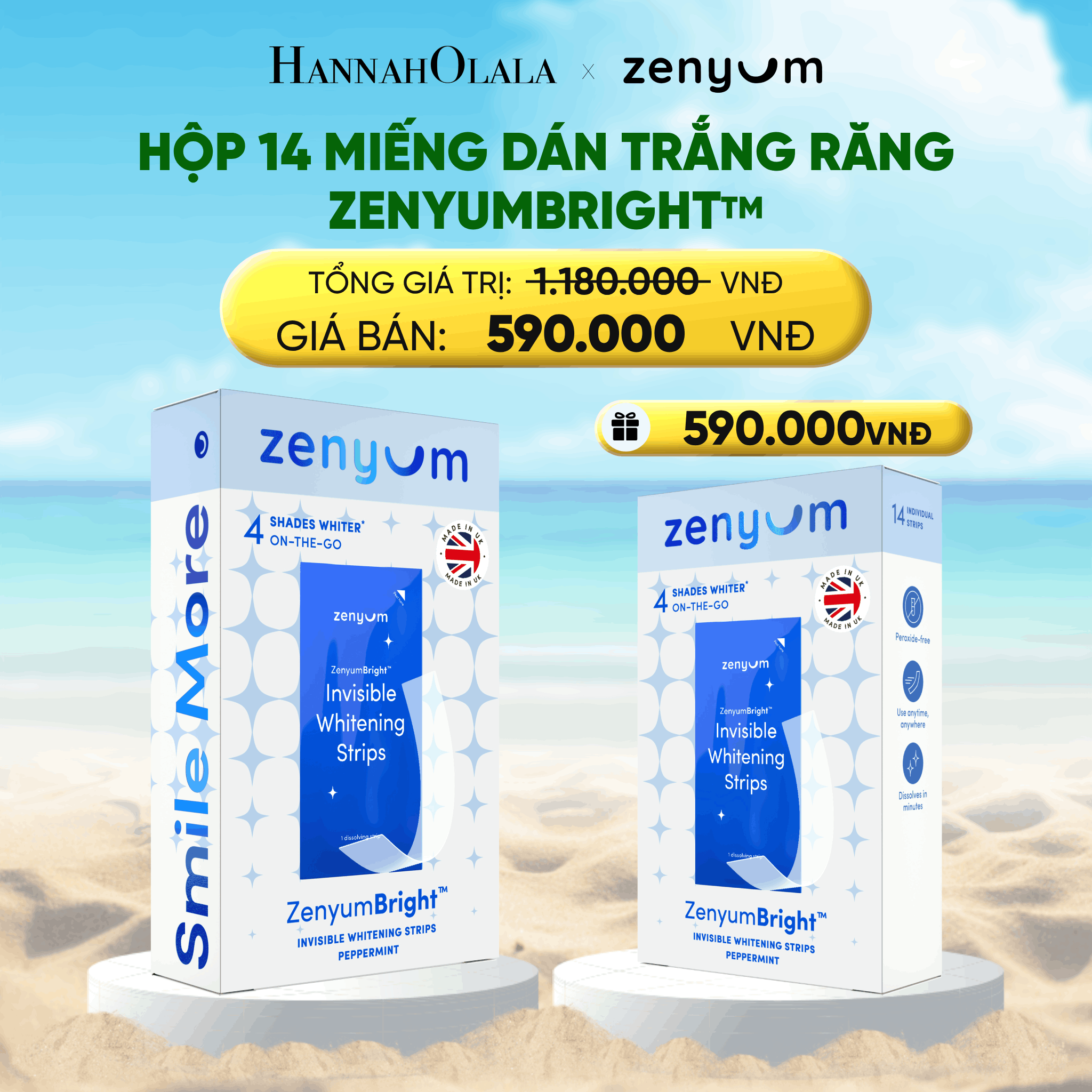 Hộp Dán Trắng Răng Tự Tan ZENYUM BRIGHT 14 Miếng