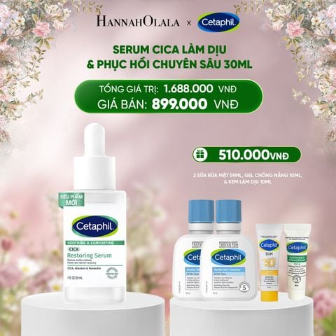  DEAL 4: TINH CHẤT LÀM DỊU VÀ PHỤC HỒI CHUYÊN SÂU CETAPHIL SOOTHING AND COMFORTING CICA RESTORING SERUM 30ML 