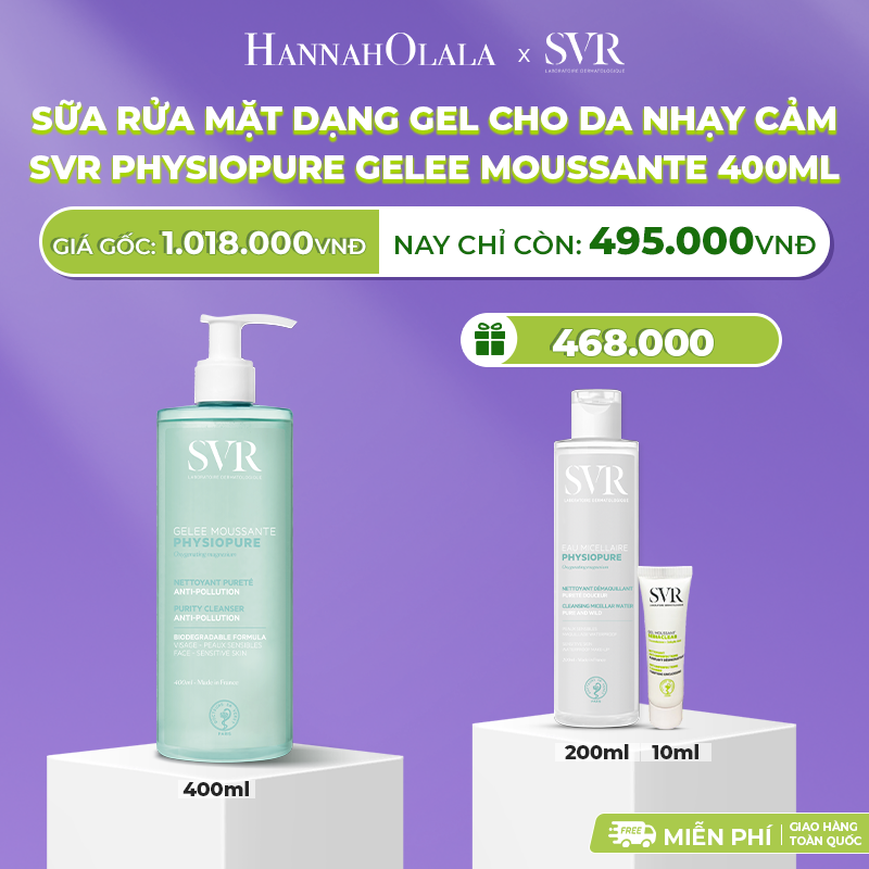  DEAL 04: SỮA RỬA MẶT DẠNG GEL CHO DA NHẠY CẢM SVR PHYSIOPURE GELEE MOUSSANTE 400ML 